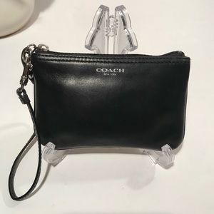 Coach Black Smooth Leather Wristlet
